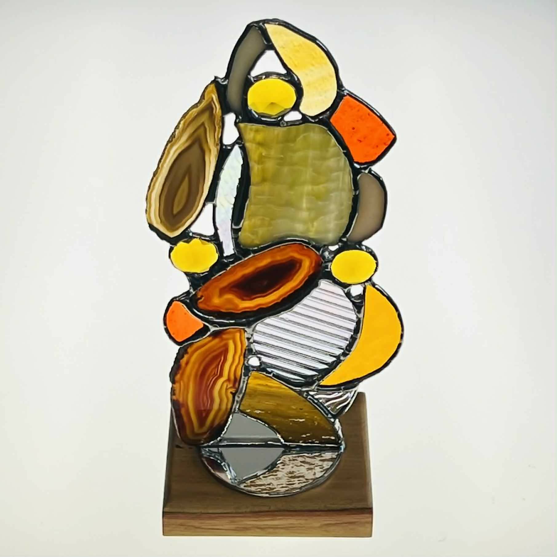 Stylish Stained Glass and Agate Ornament
