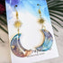 Celestial Star Moon Dangle Earrings, Alcohol Ink Art