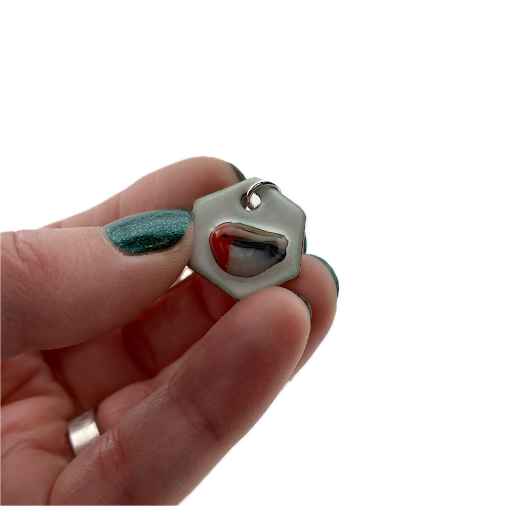 Robin Necklace - Handmade Fused Glass And Enamel Pendant On Sterling Silver Chain