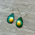 Green and Silver Enamel and Copper Earrings