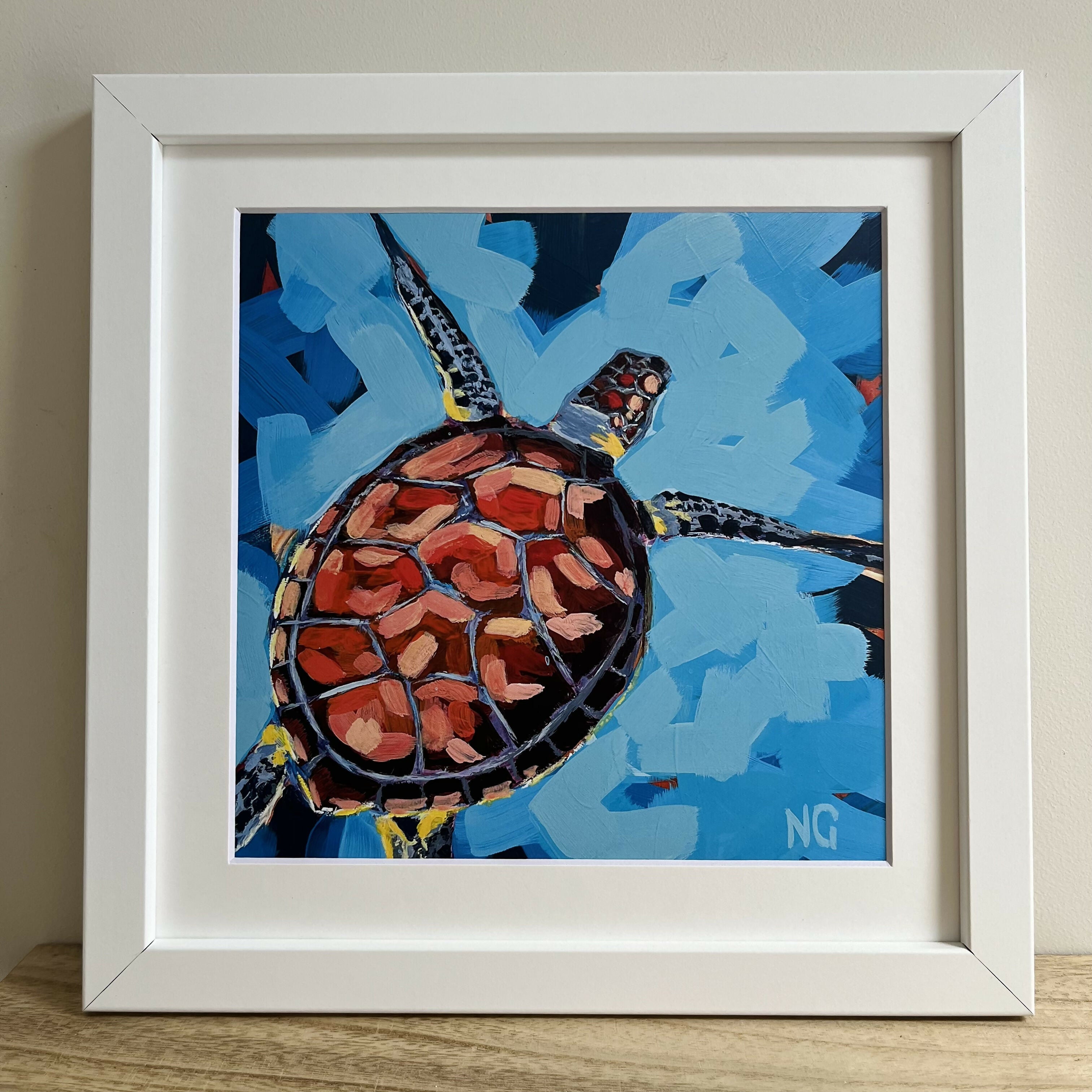 Turtle Under the Sea - 8" Framed Print