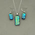 Blue & Green Flower Dichroic Glass Necklace and Earrings Set - Sterling Silver, Handmade by Jade Tapson Glass.