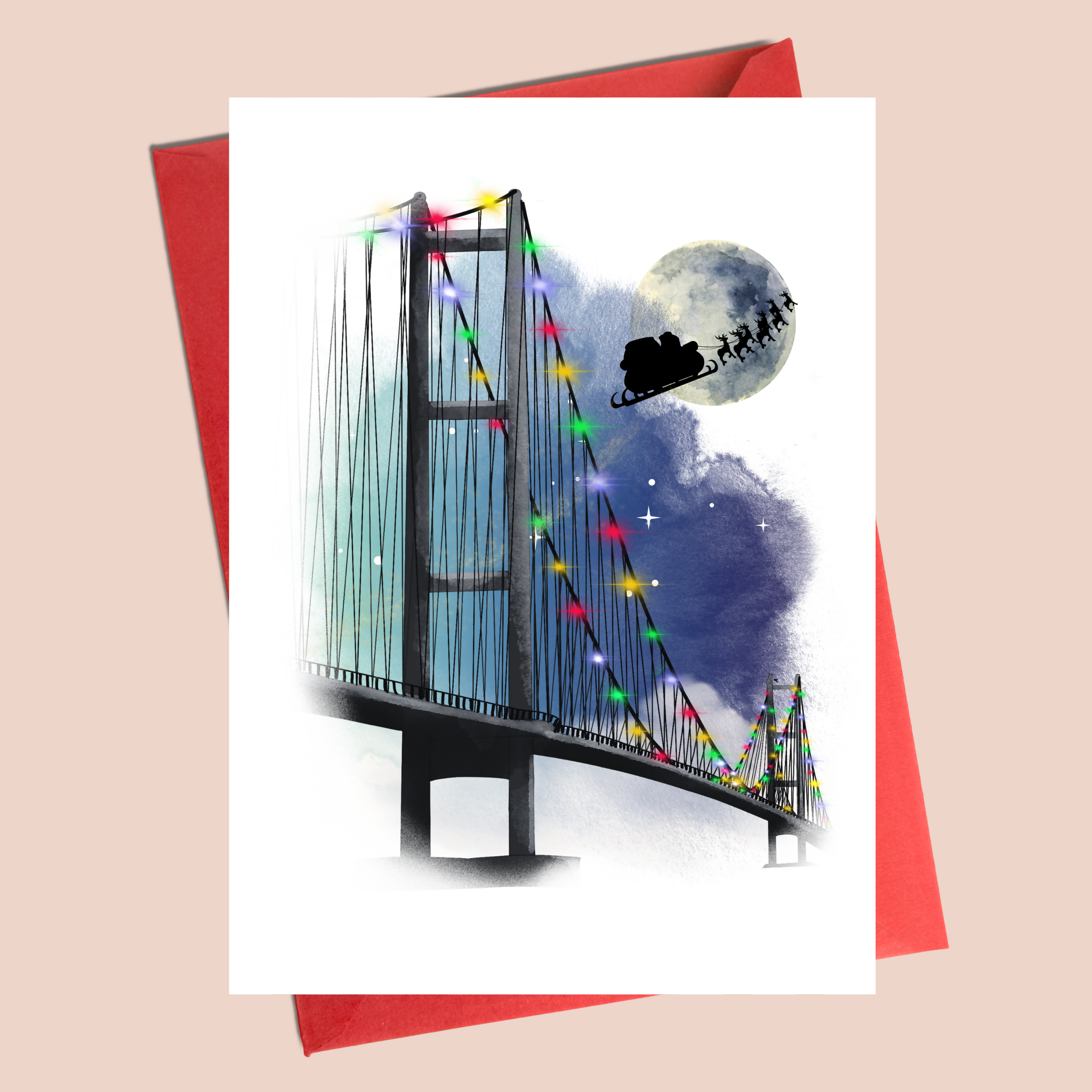 Christmas Card - Hull Festive Humber Bridge