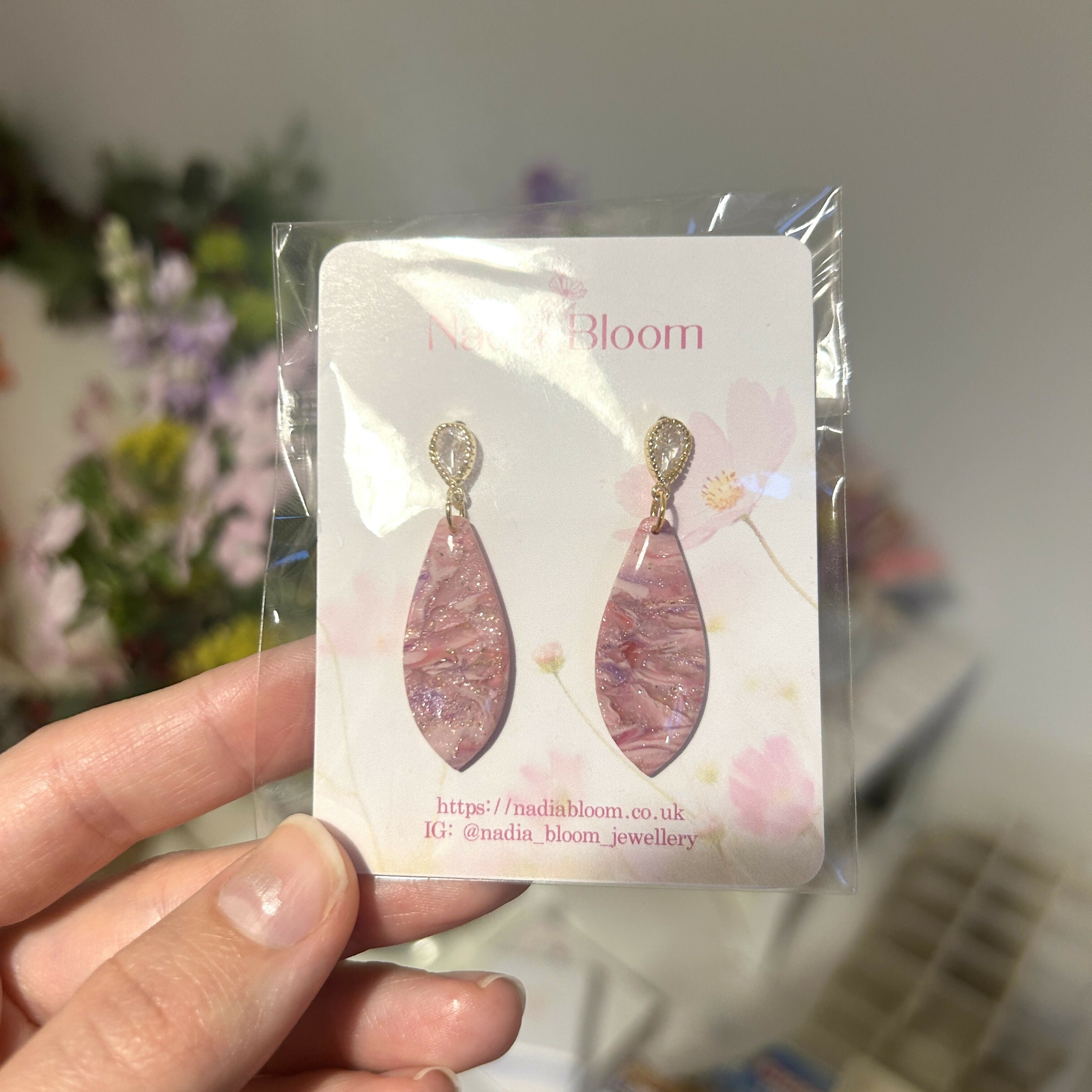 Pink Marble Pattern Earrings