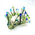 Handmade Handkerchief Tea Light Holder With Blue & Green Flowers