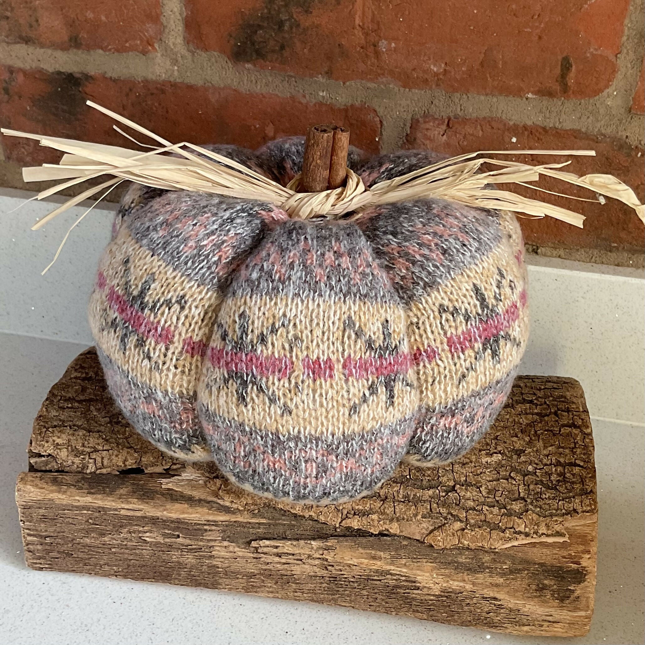 Upcycled Knitted Pumpkin Decoration, Handmade Autumn and Winter Ornament, Halloween, Christmas