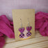 Pink And Burgundy Check Dangle Polymer Clay Earrings