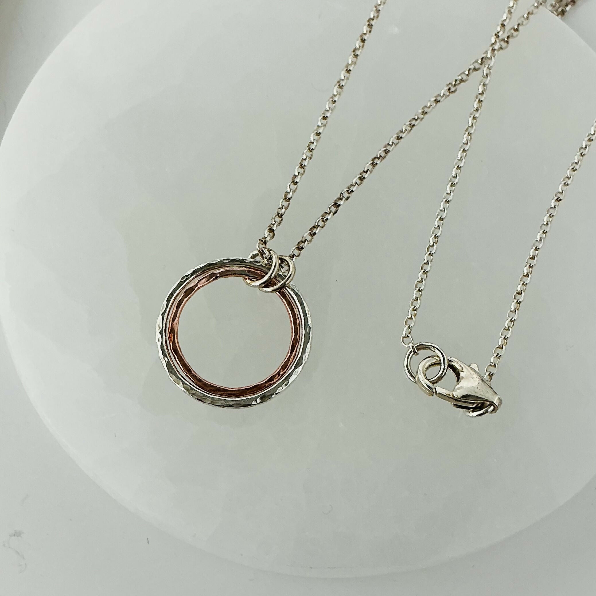Sterling Silver And Copper Circles Balance Necklace