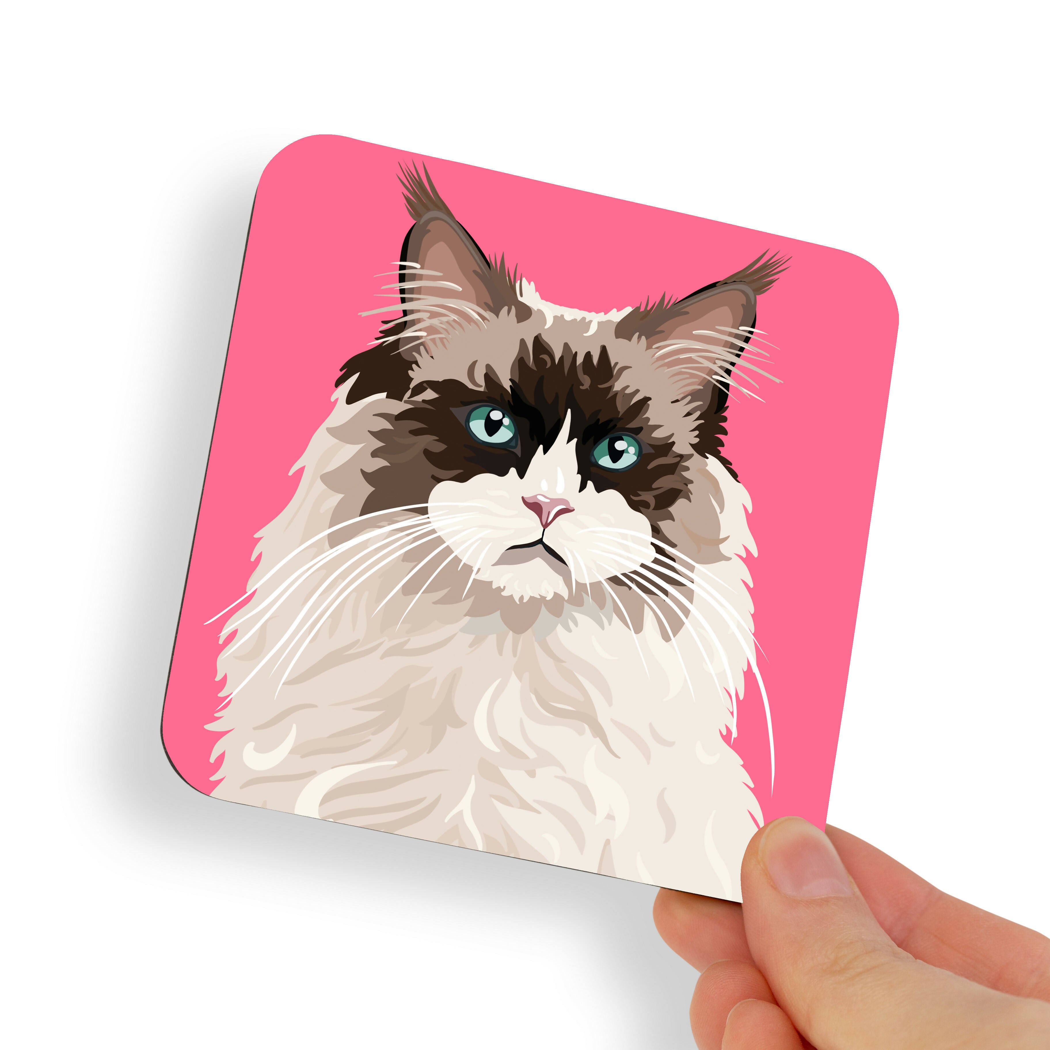 White Ragdoll V2 Cat Coaster