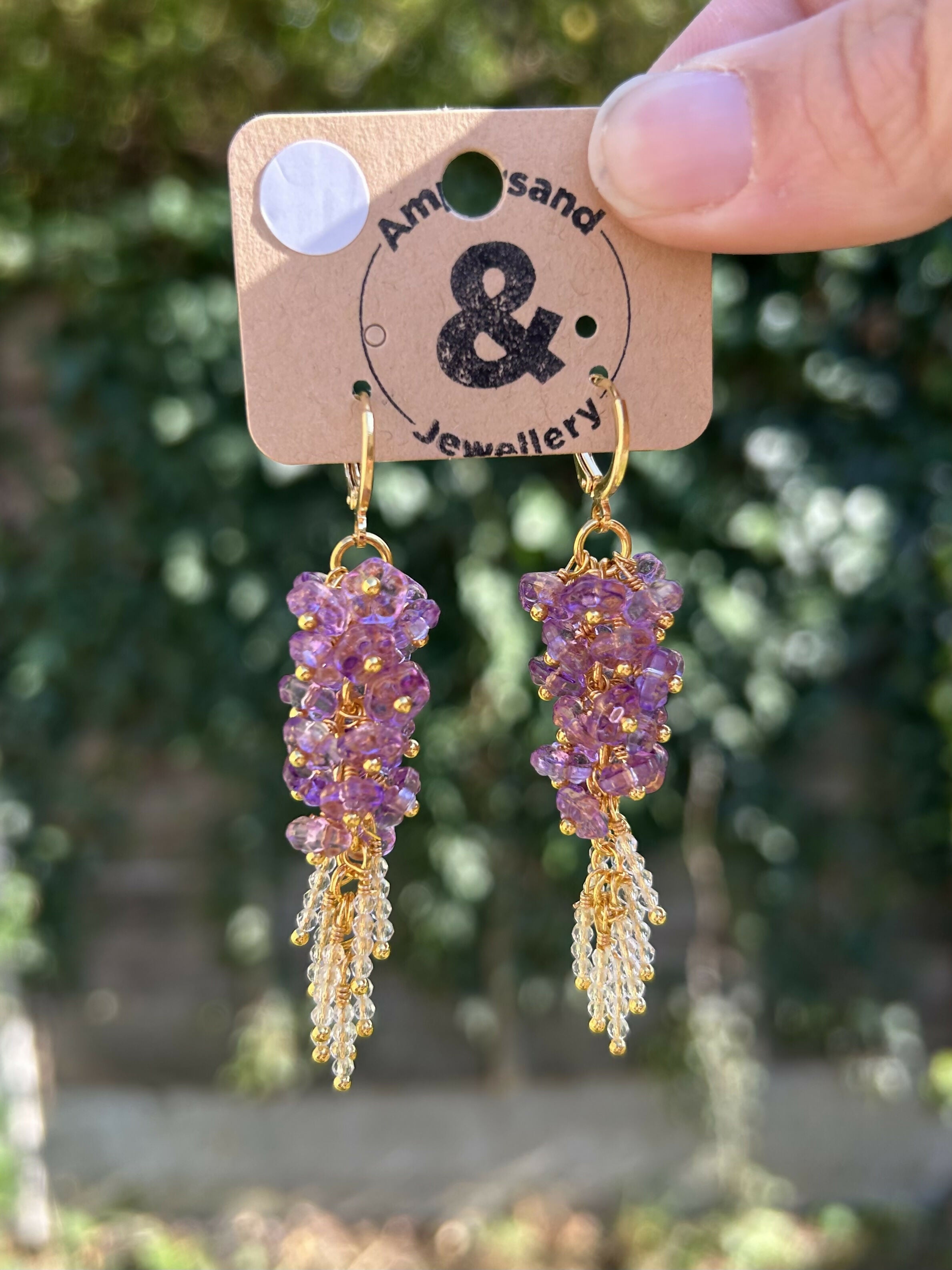 Glass Wisteria Drop Hoop Earrings