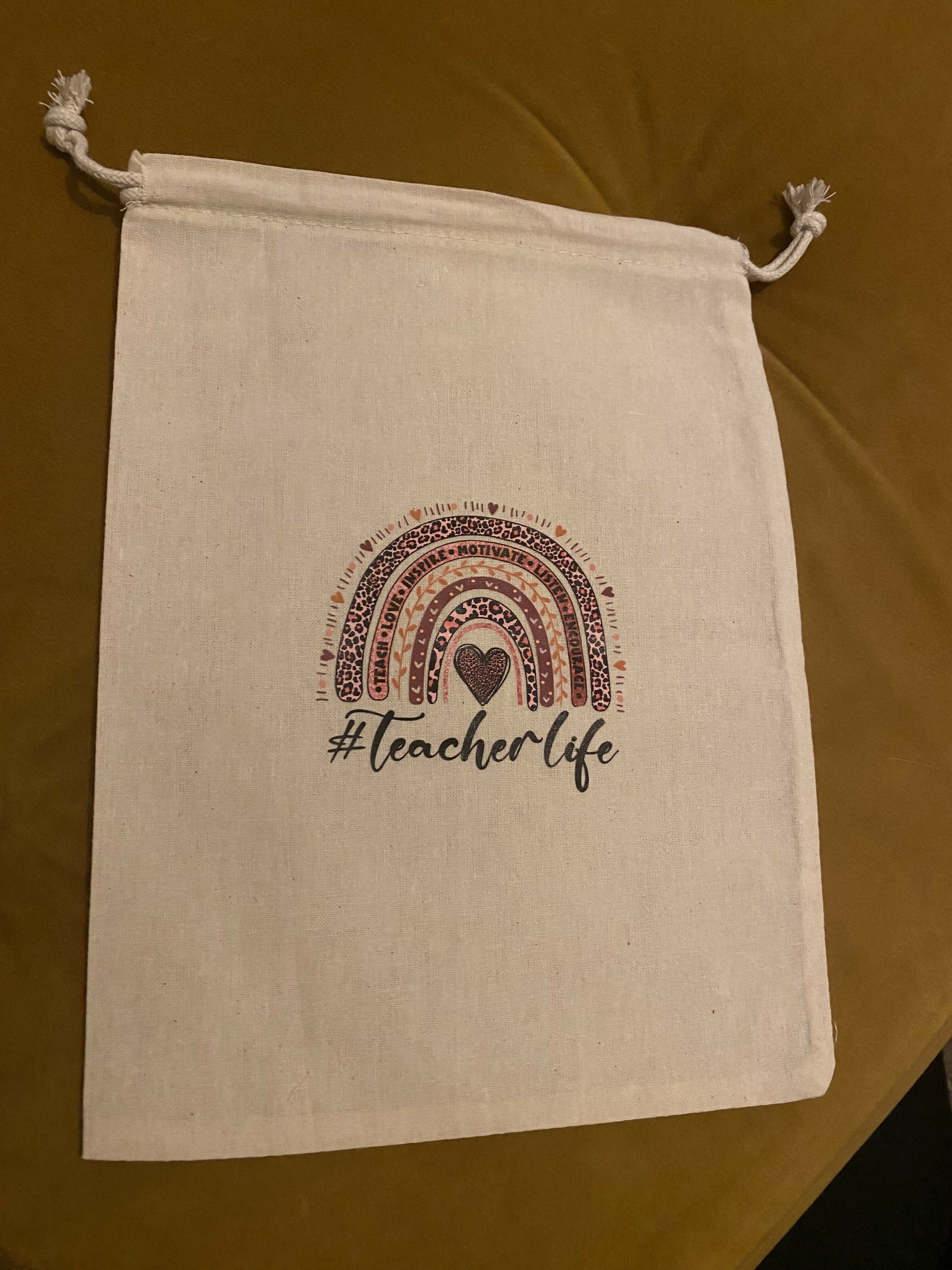 Teacher Gift- Cotton Drawstring Bag