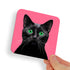 Black Cat Green Eyes Coaster