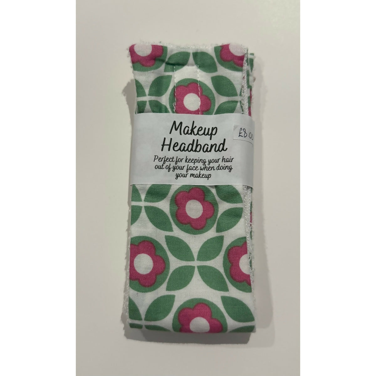 Green Vintage Flower Makeup Spa Headband with Adjustable Velcro Strap