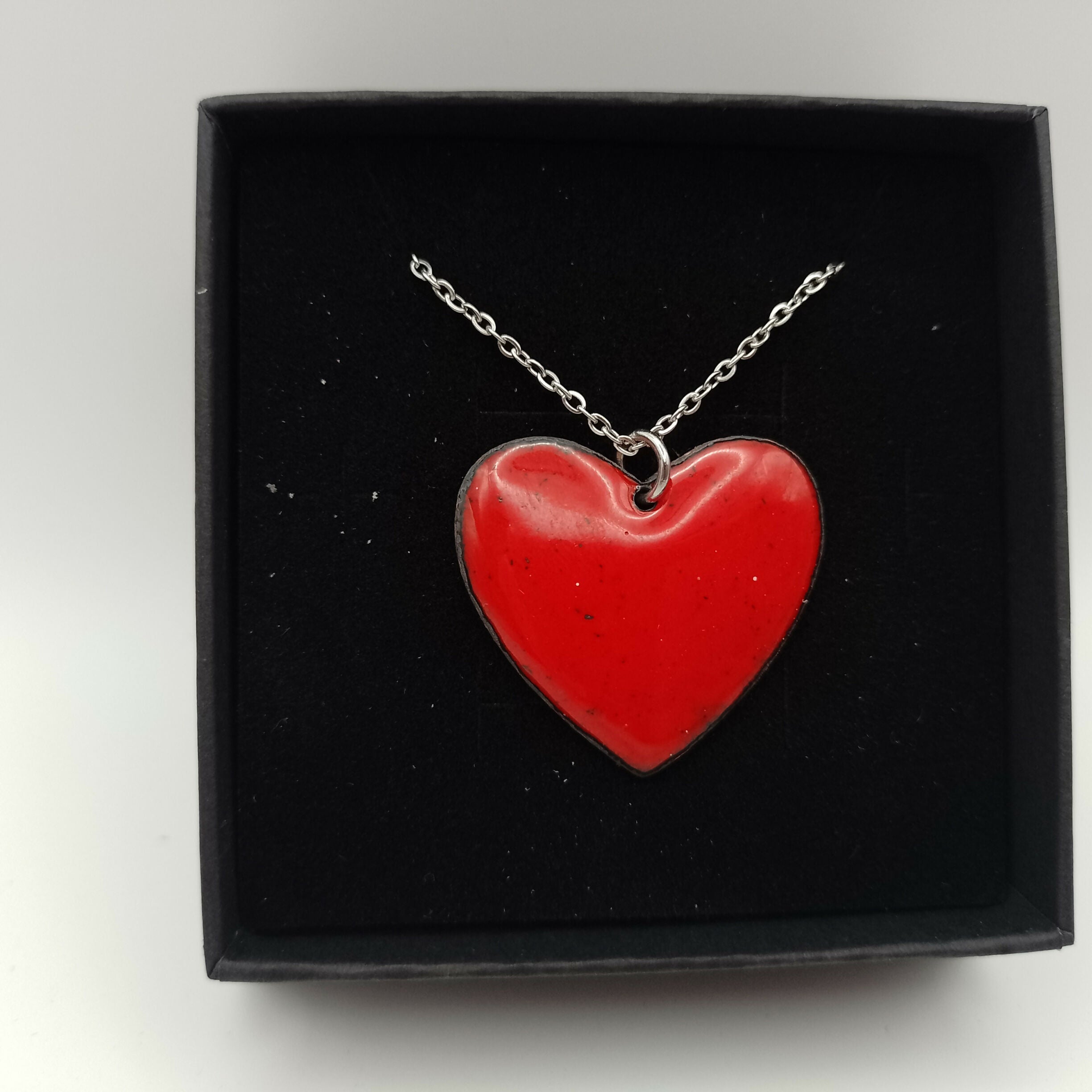 Scarlet Red Enamel Heart Pendant