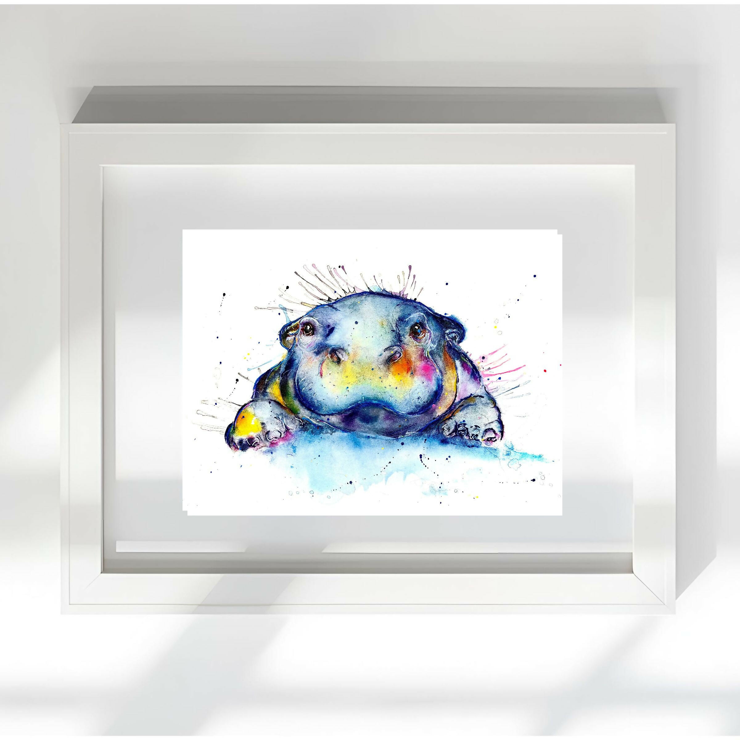 FINE ART PRINT OF HUMPHREY THE HIPPO - 'ANIMAL ART COLLECTION'
