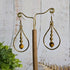 Tiger's Eye Raindrop Earrings; Gold Brass Wire Teardrop Crystal Boho Earrings