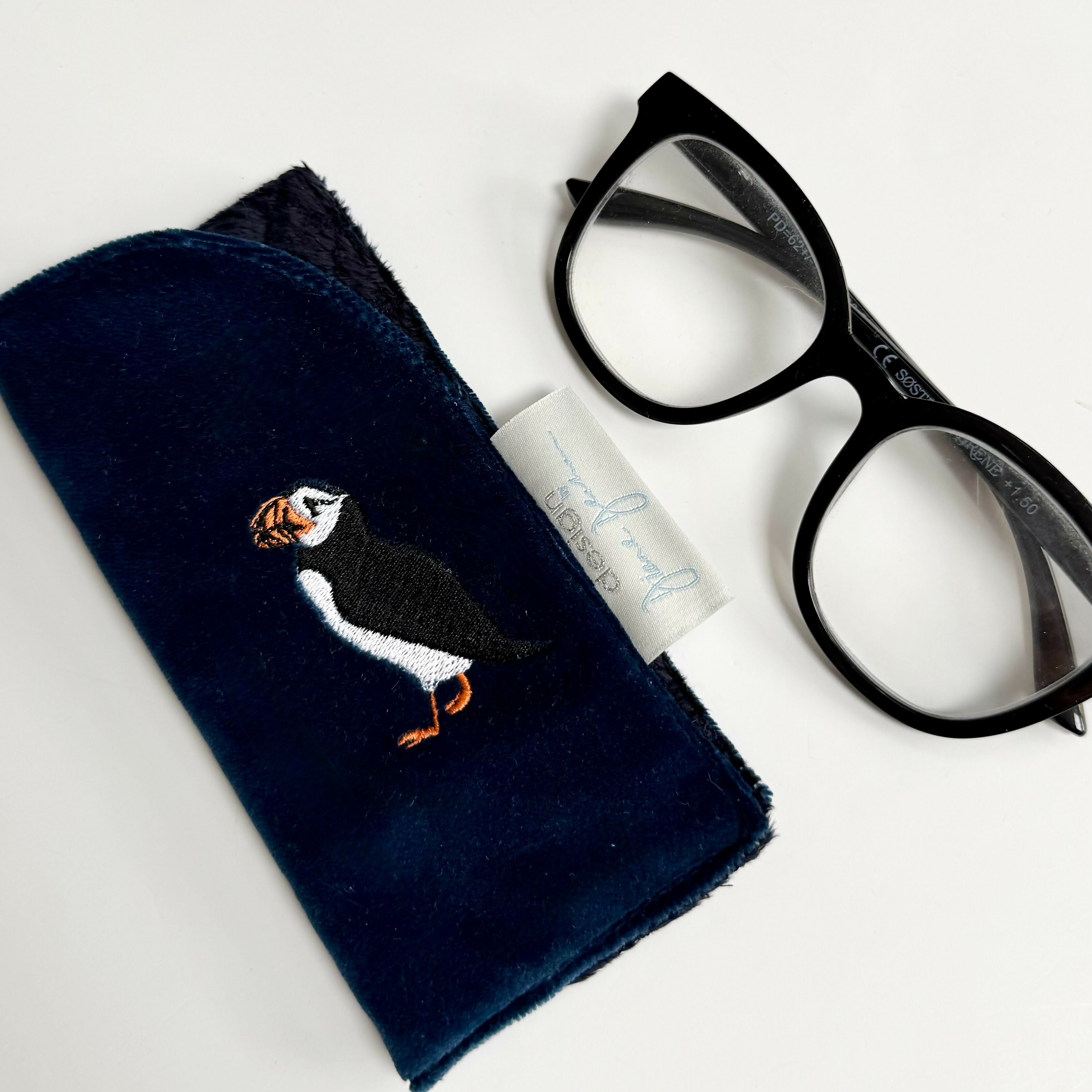 Original Design Embroidered Slip In Glasses Case
