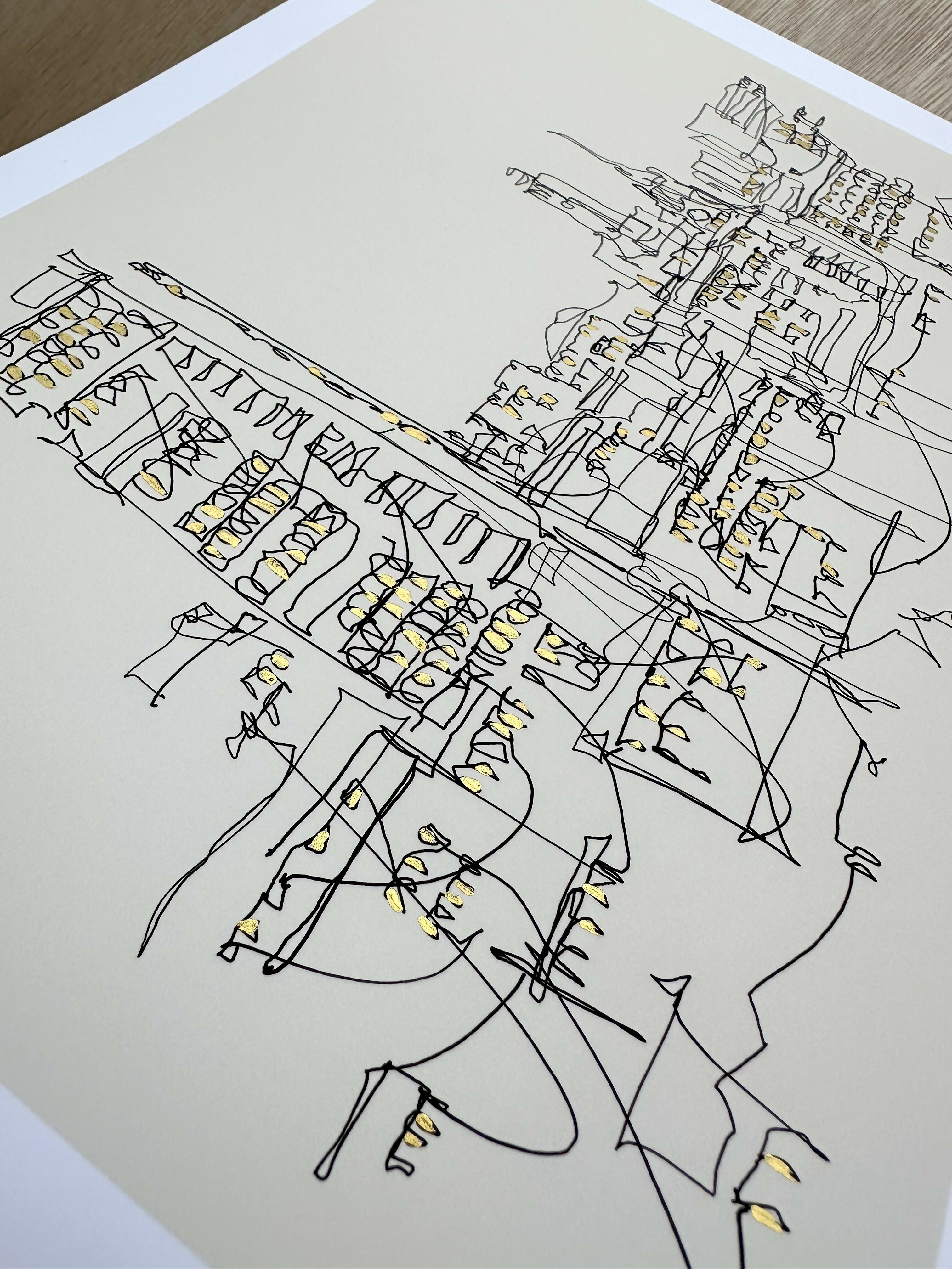 Leeds Hand Painted Gold Details Art Print