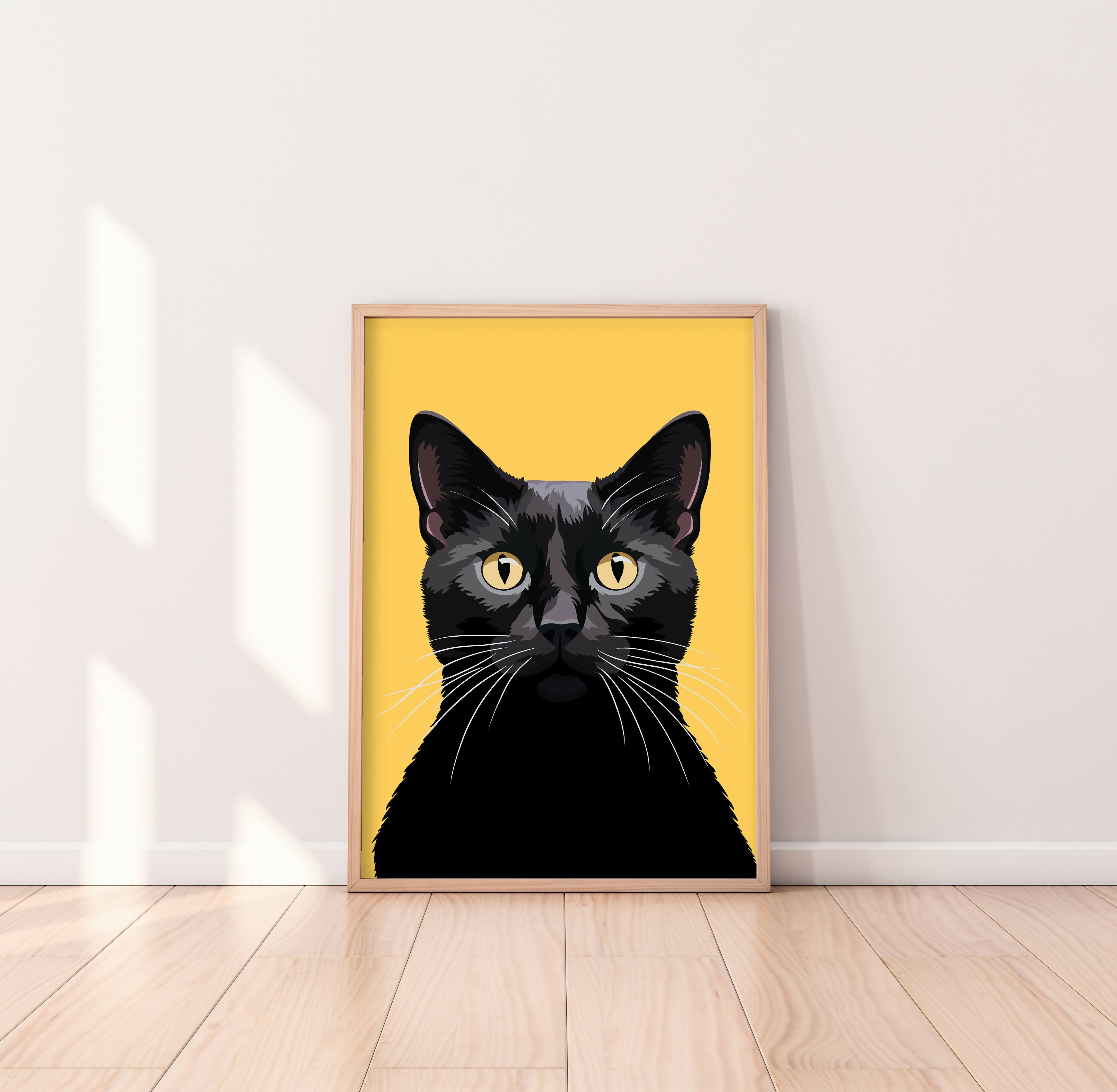 Black Cat Yellow Eyes Art Print