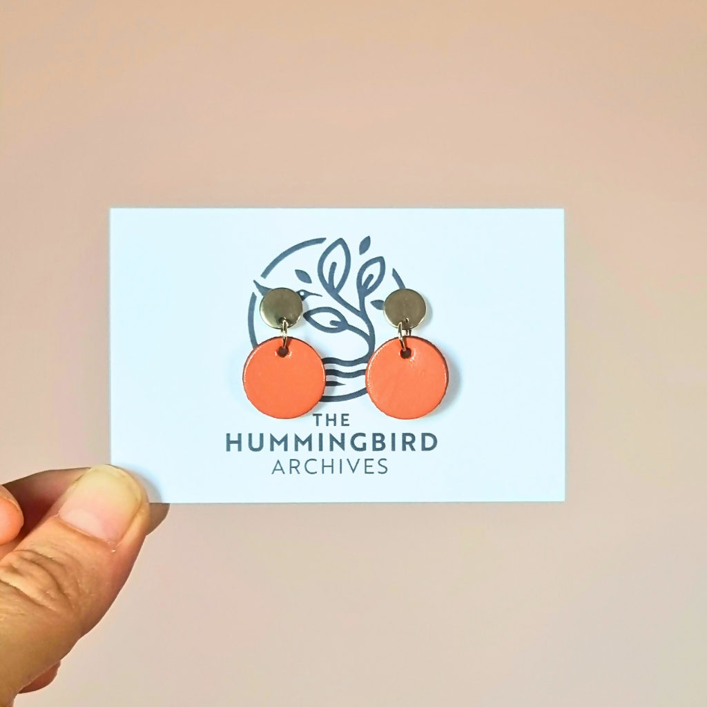 Orange Mini Circle Earrings