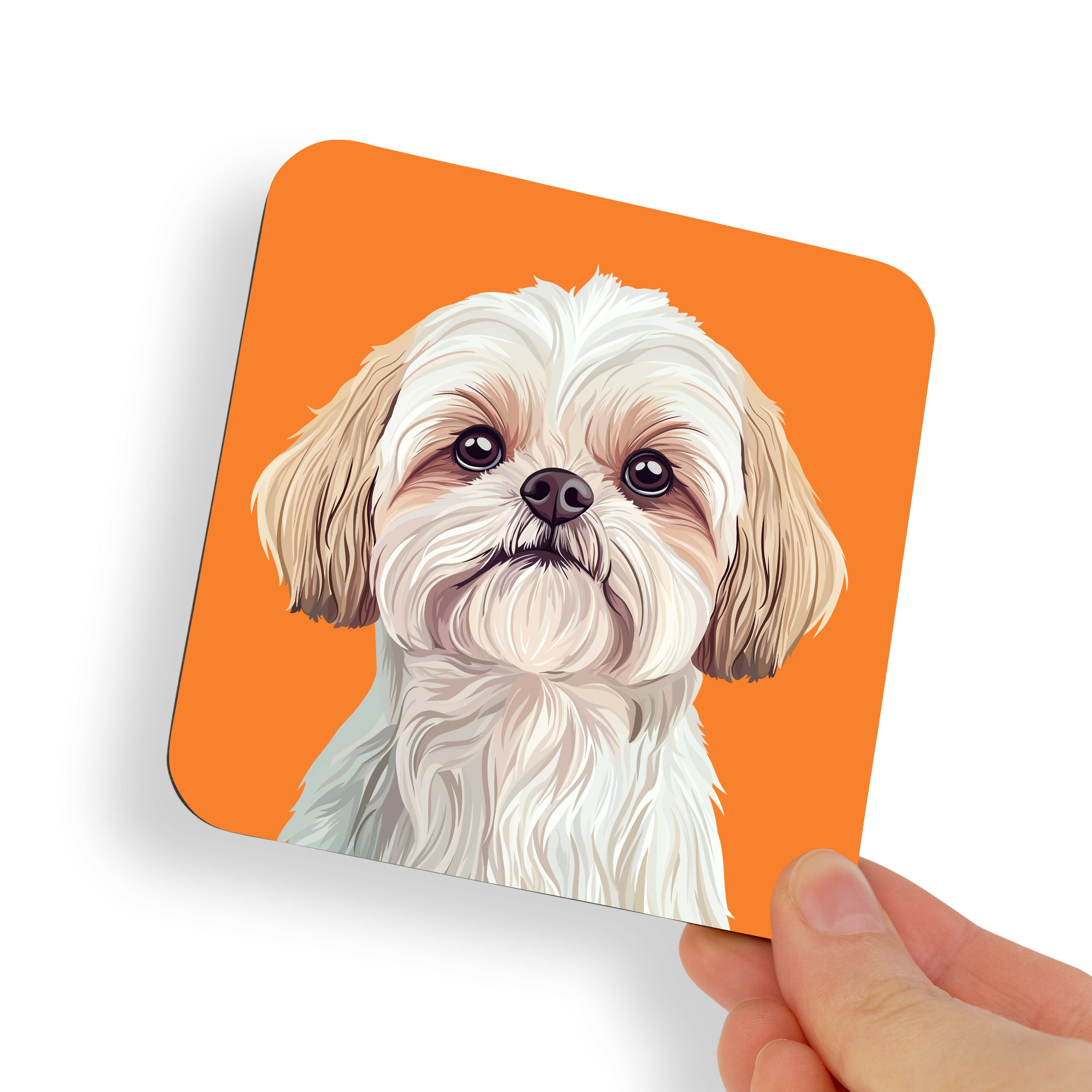 Shih Tzu White Blonde Dog Coaster