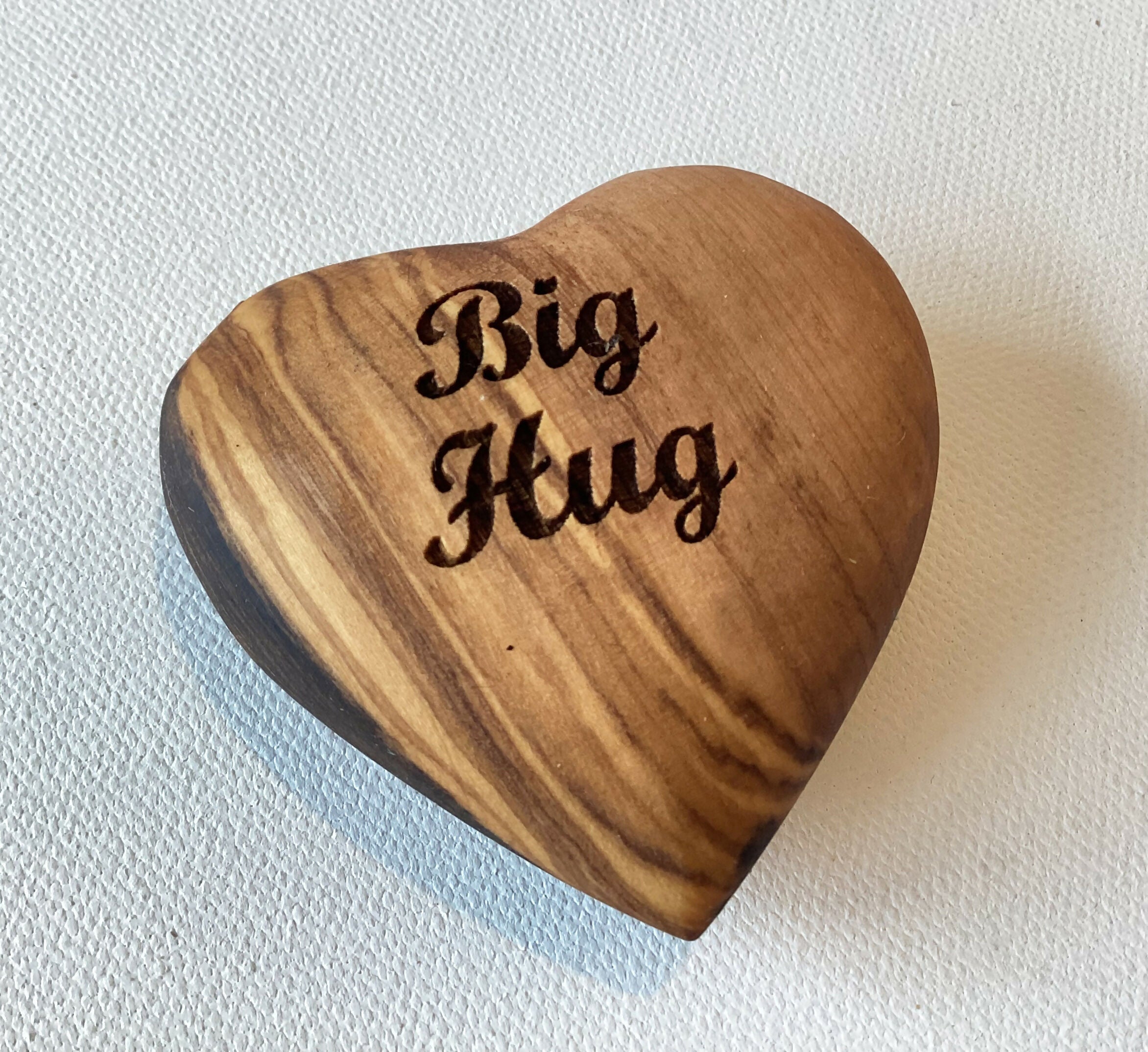 Engraved Solid Olive Wood Hearts