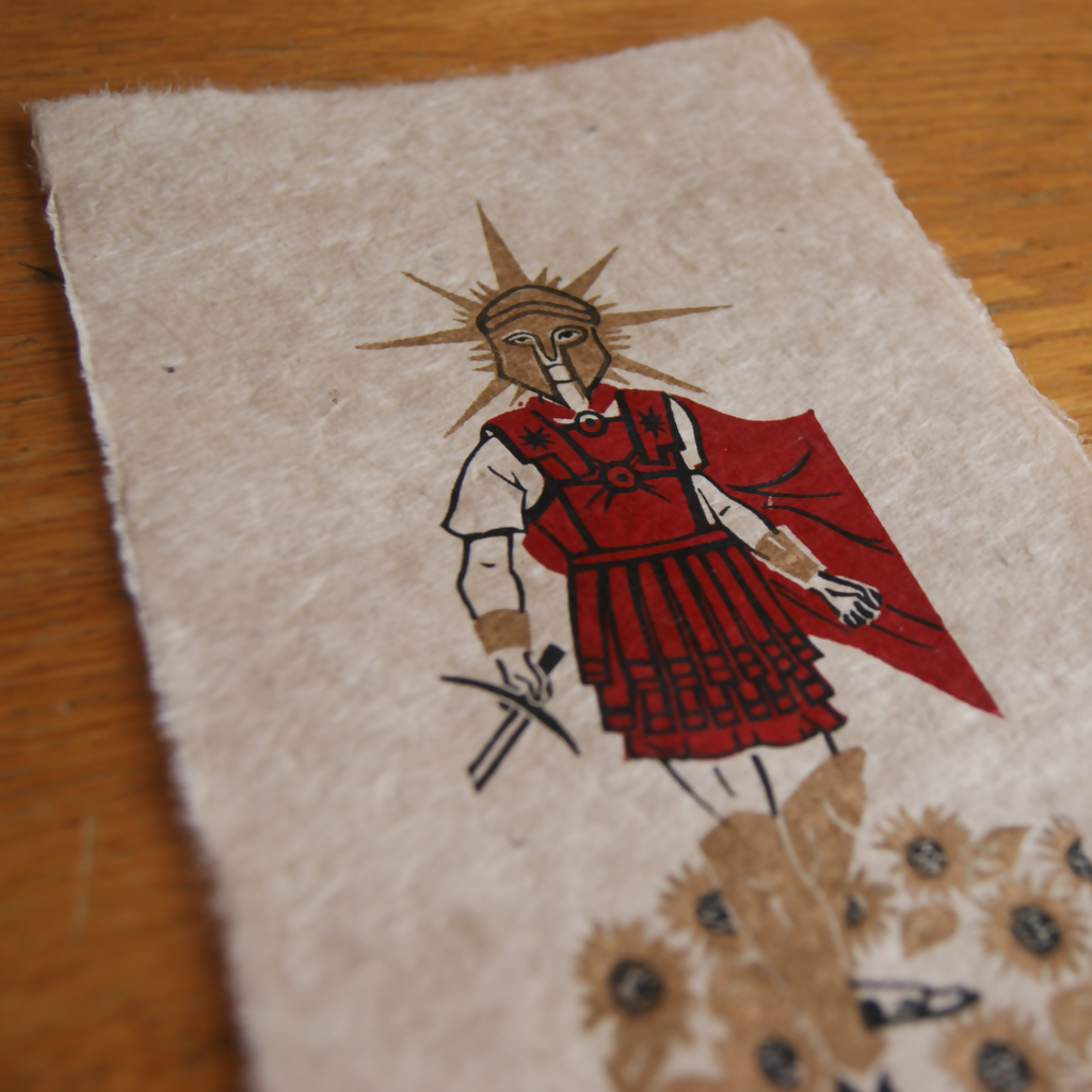 HELIOS GREEK MYTHOLOGY ORIGINAL LINO PRINT