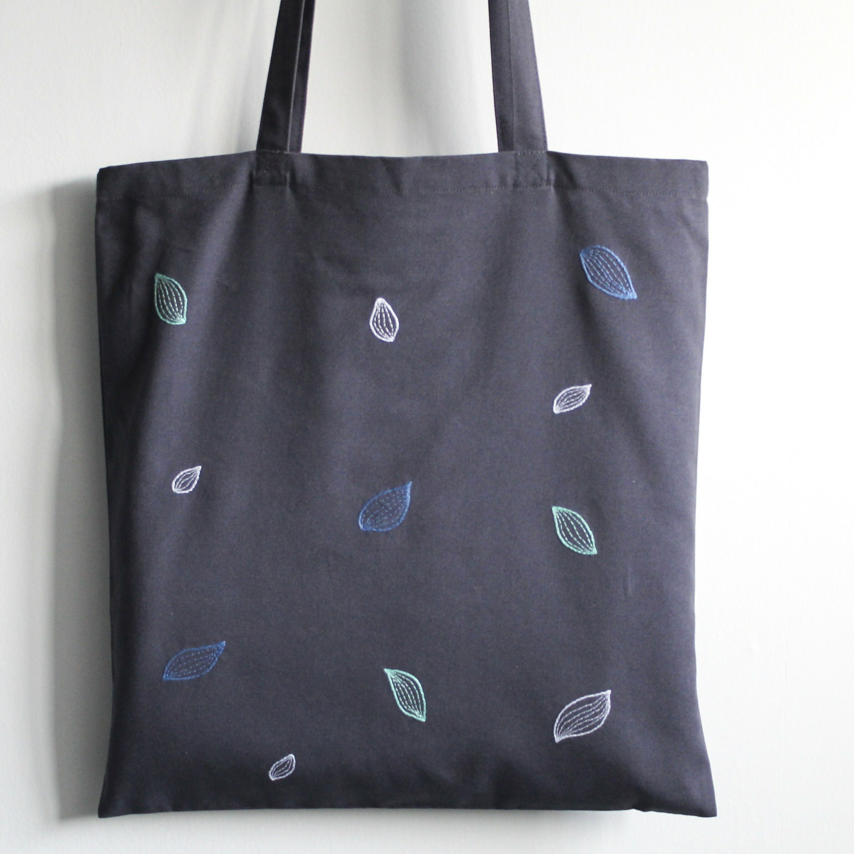 Grey Winter Leaves Tote