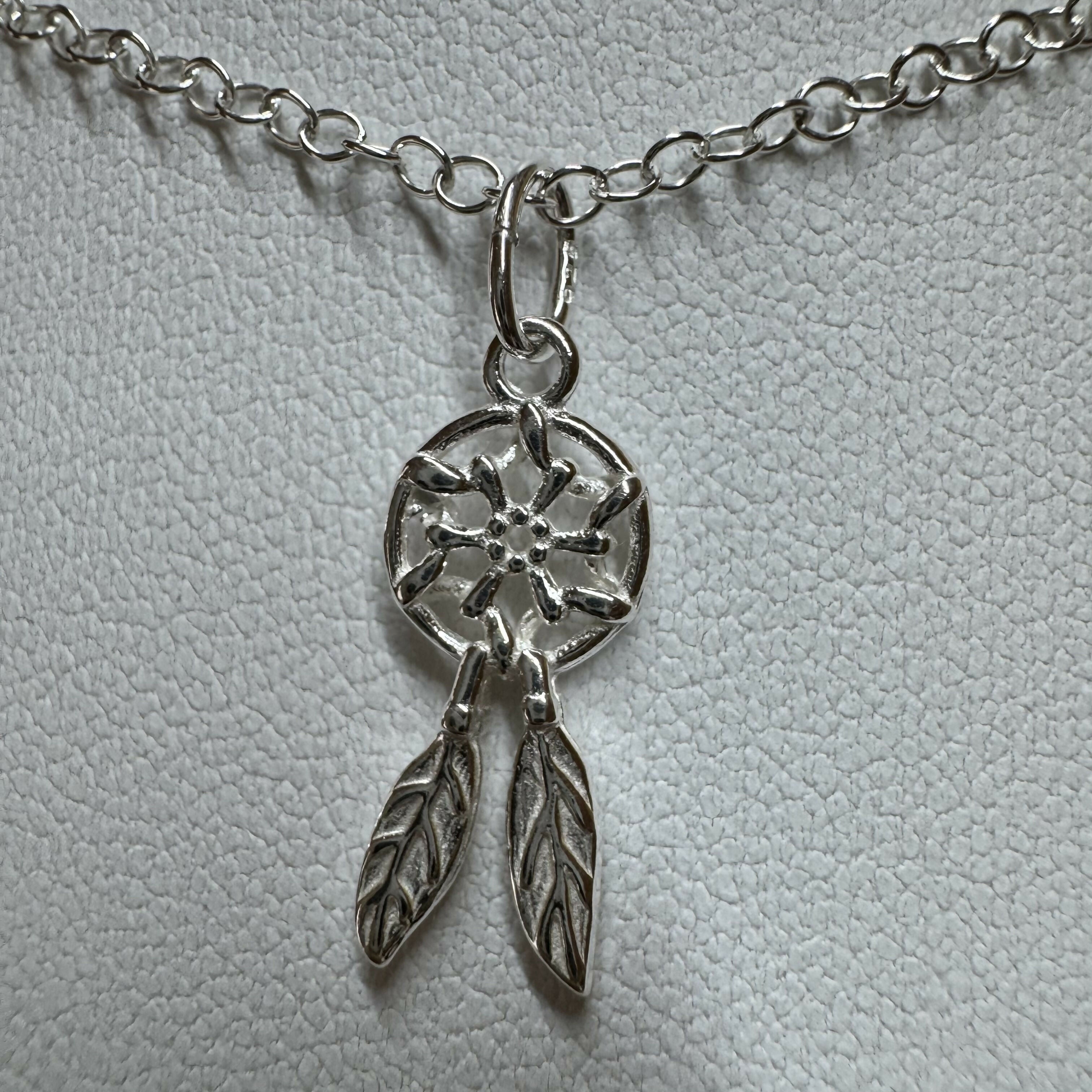 Sterling silver dream catcher necklace