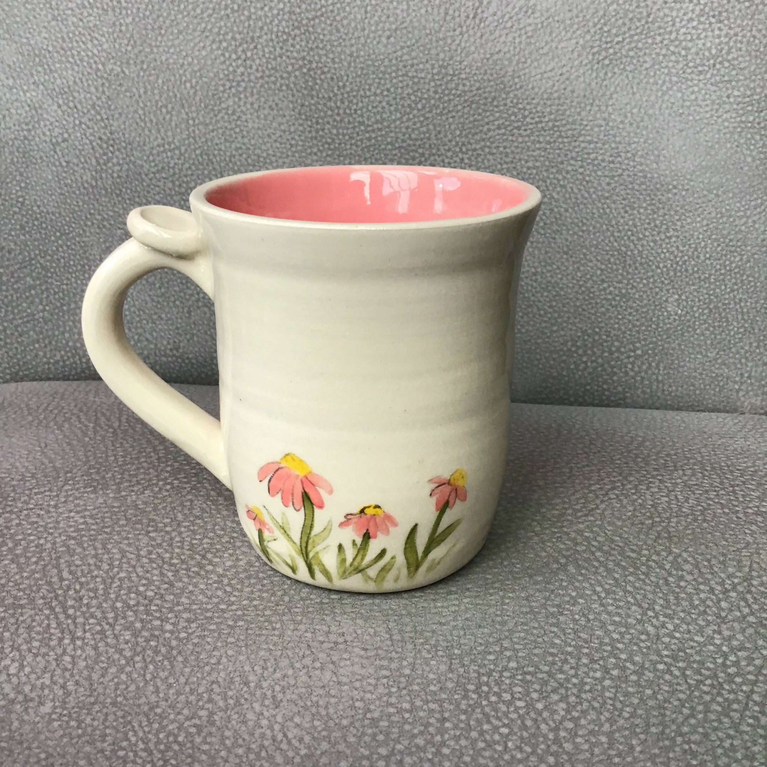 Hand Painted Hare Mug with Flower