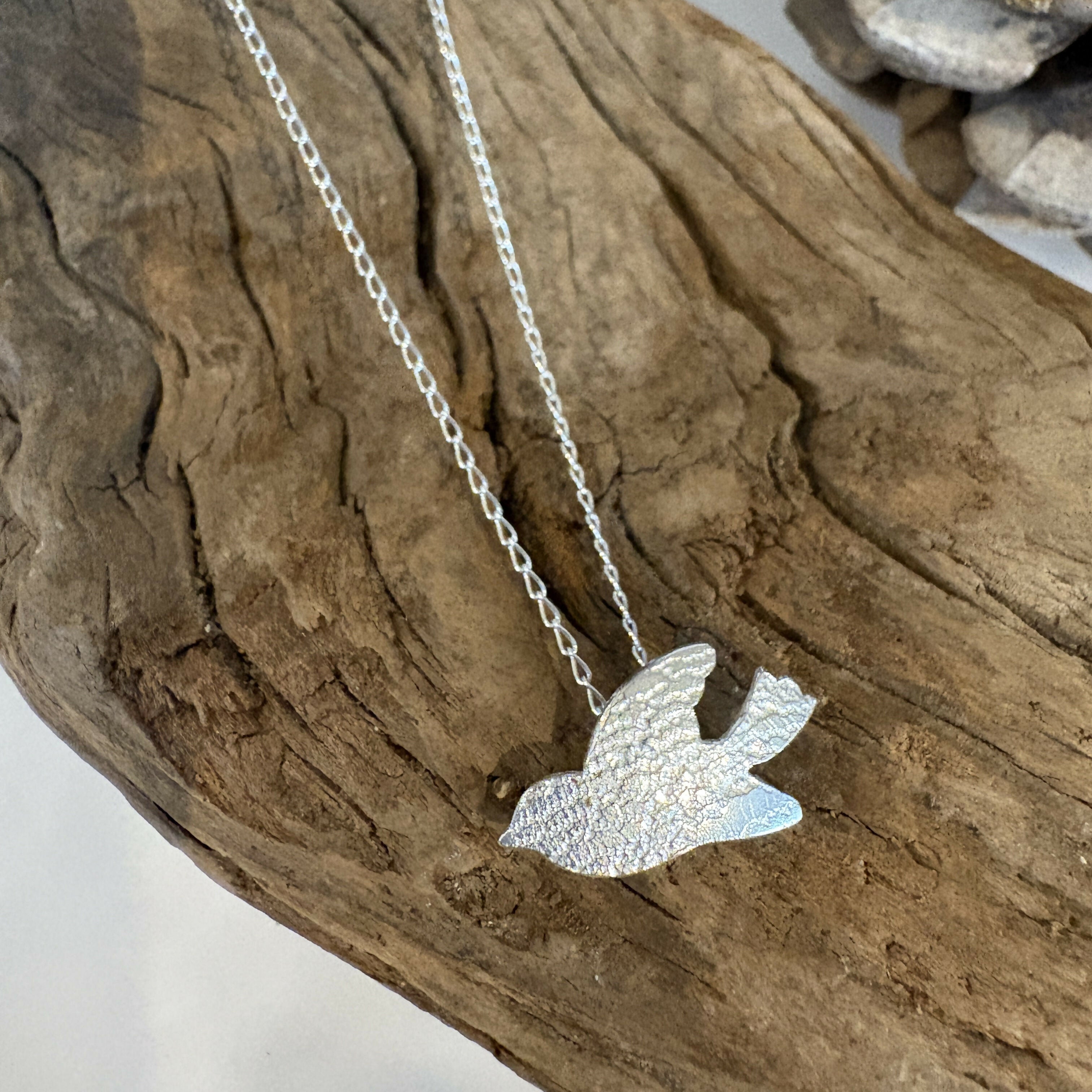 Sterling Silver Small Flying Bird Pendant