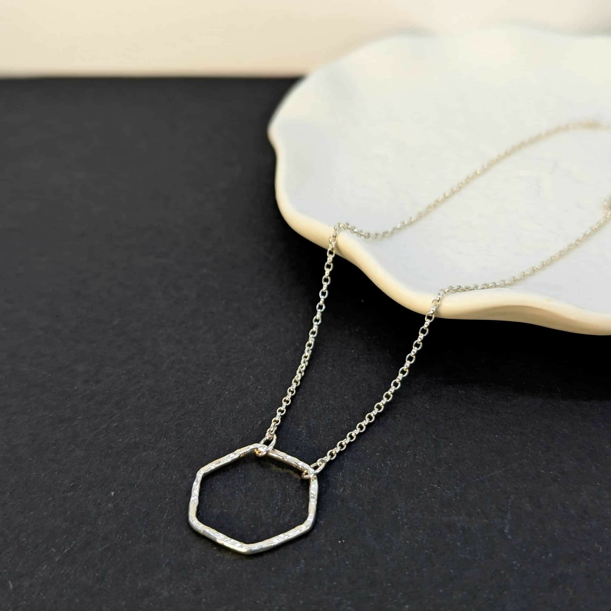 “Hexa” Sterling Silver Hexagon Pendant