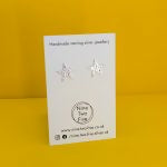 ‘Fallen Star’ Sterling Silver Hammered Star Medium Sized Stud Earring