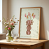 Striped Tulip Vase Print in Brown