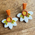 Flower Dangle Earrings – Polymer Clay Textured Earrings, Dainty Earrings, Handmade Clay Jewellery