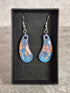 Handcrafted Teardrop Shaped Blue, Cyan And Salmon Pink Earrings