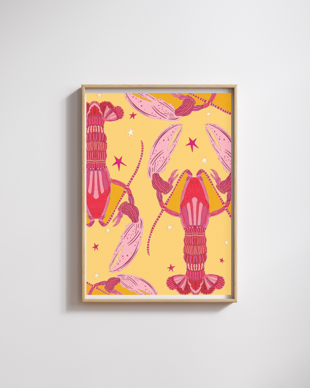 Yellow Lobster A4 Hand Illustrated Poster