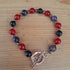Pure Copper Toggle Catch Bracelet with Amethyst, Copper Hematite and Red Chalcedony.