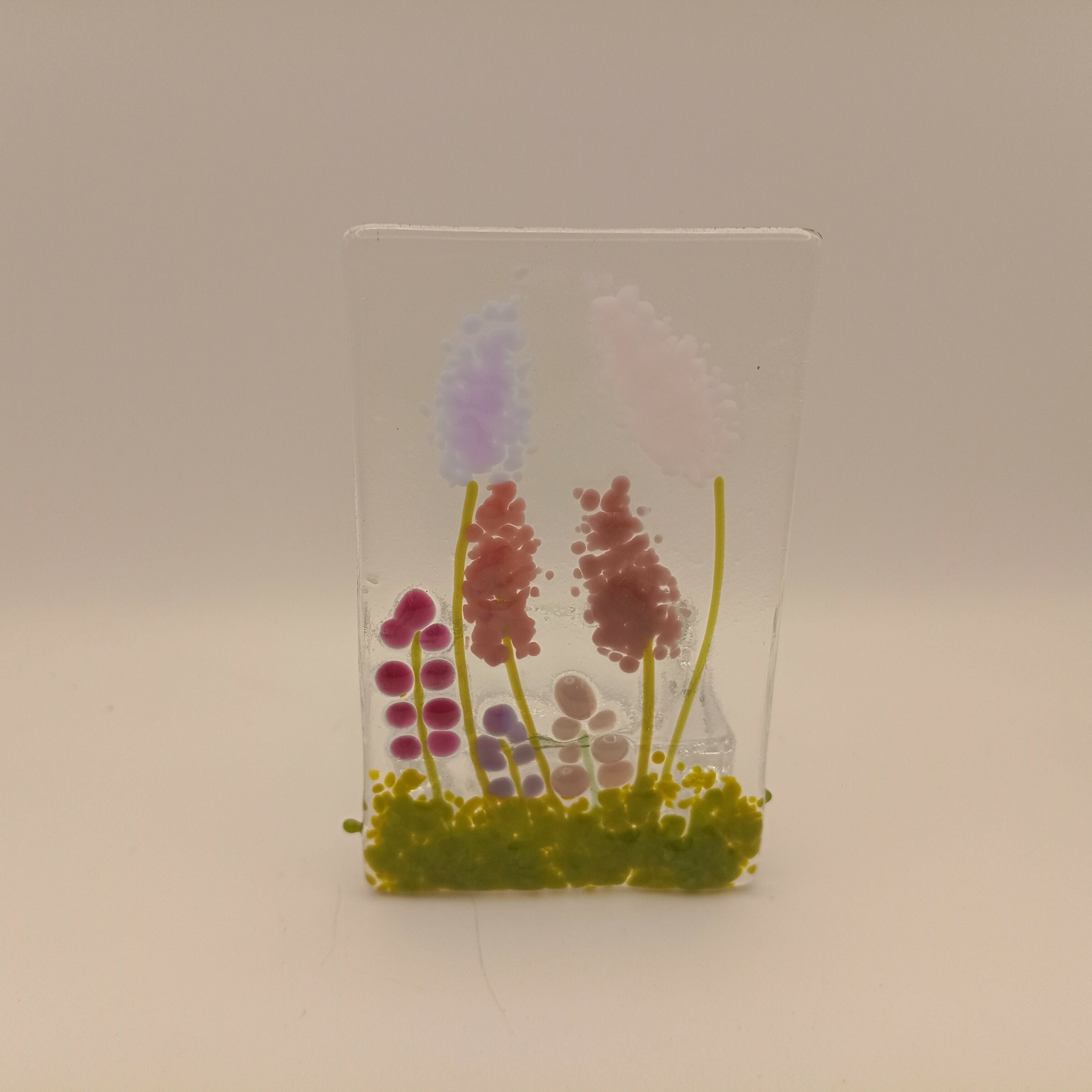 Fused Glass Pink Flower Tealight