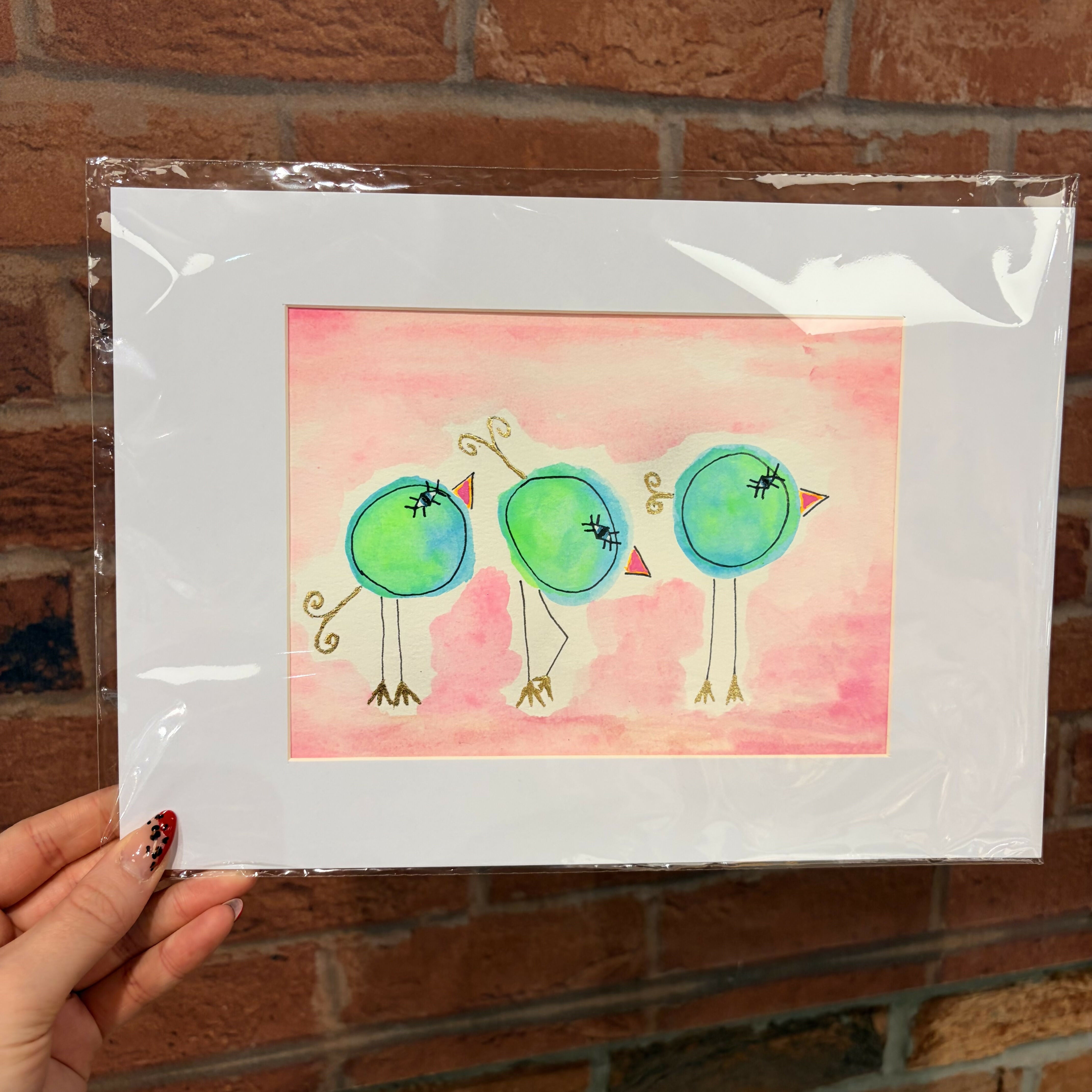 Three Birds - A4 Mounted Print
