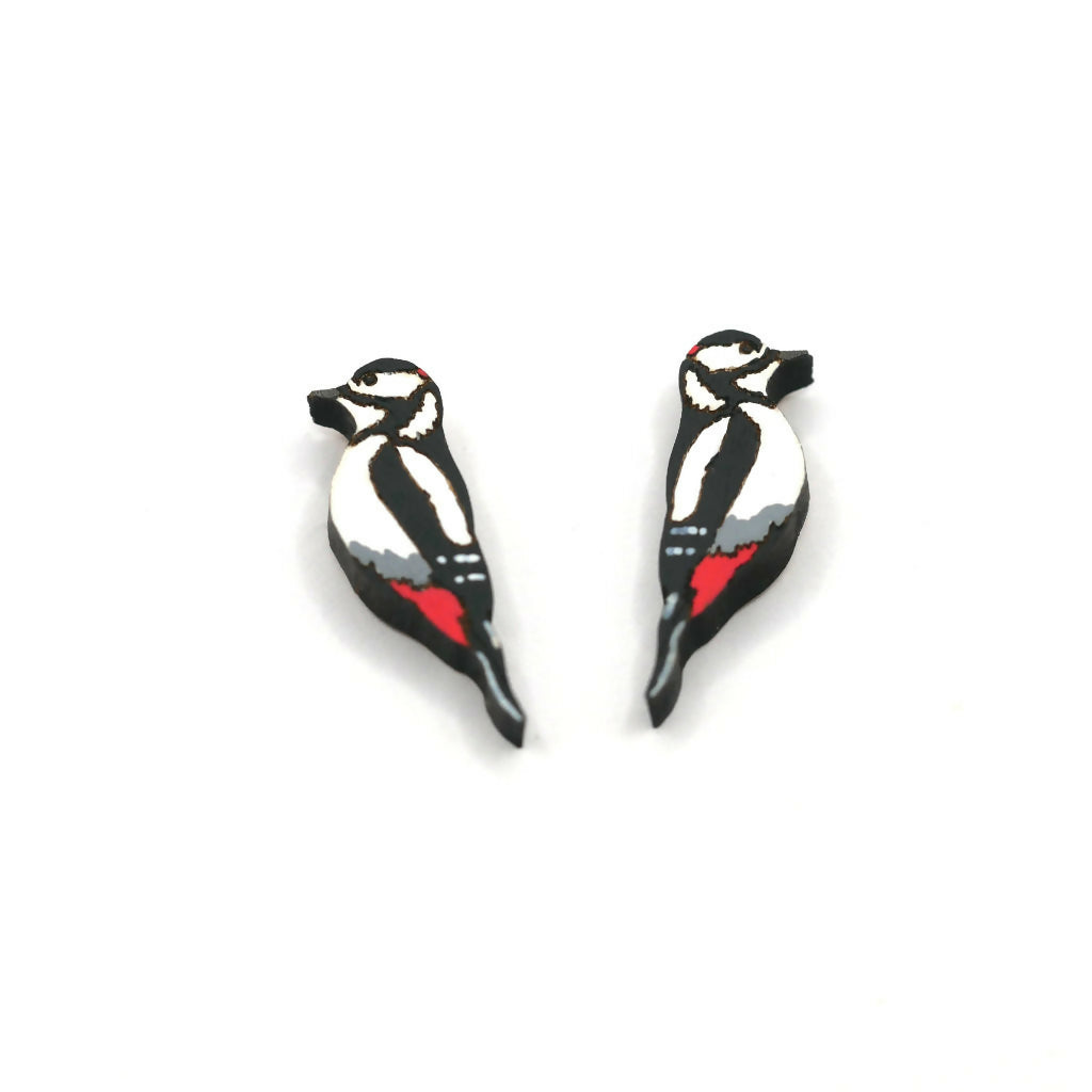 Spotted Woodpecker Stud Earrings