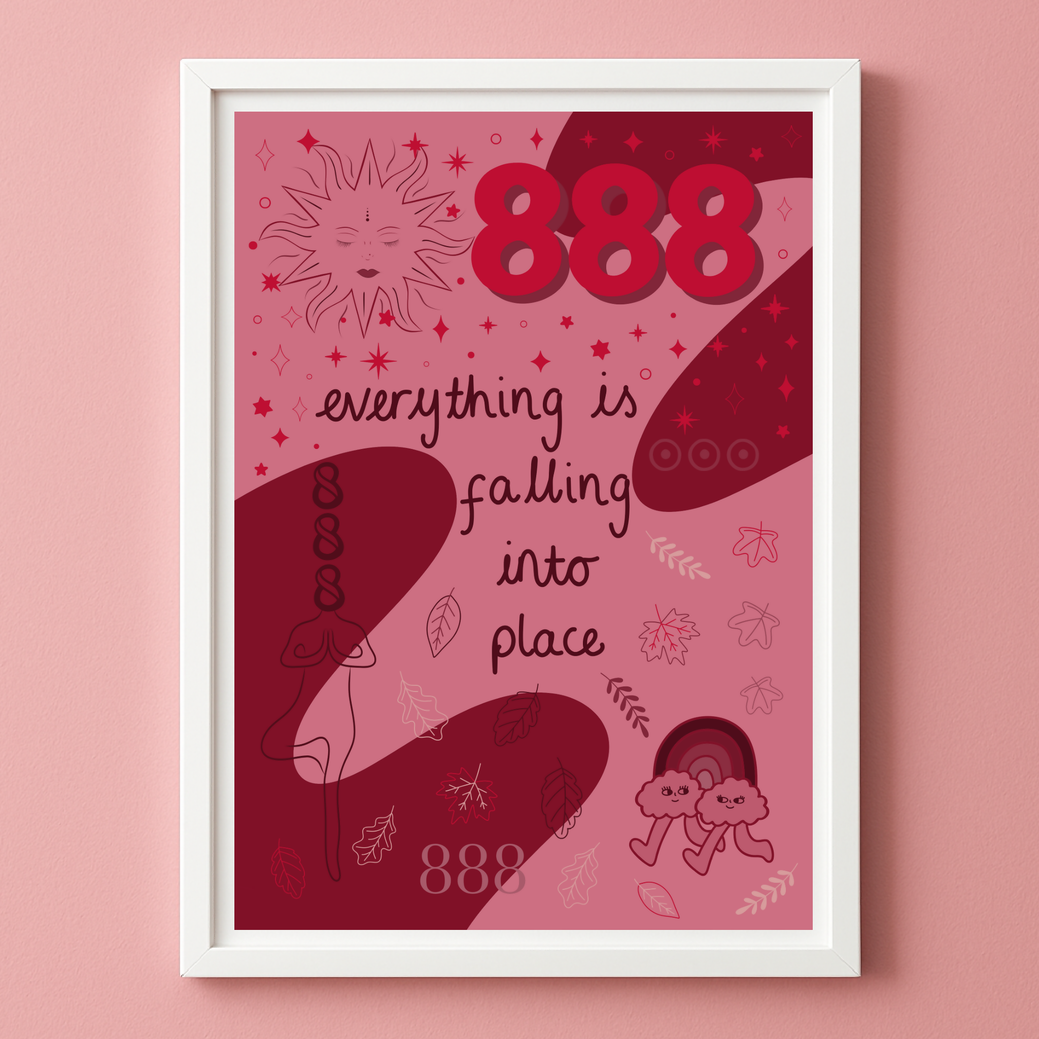 888 Angel Number Print Unframed A4 Red