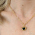 Black Enamel and Gold Ornate Heart Necklace on Gold Plated Deco Oval Chain