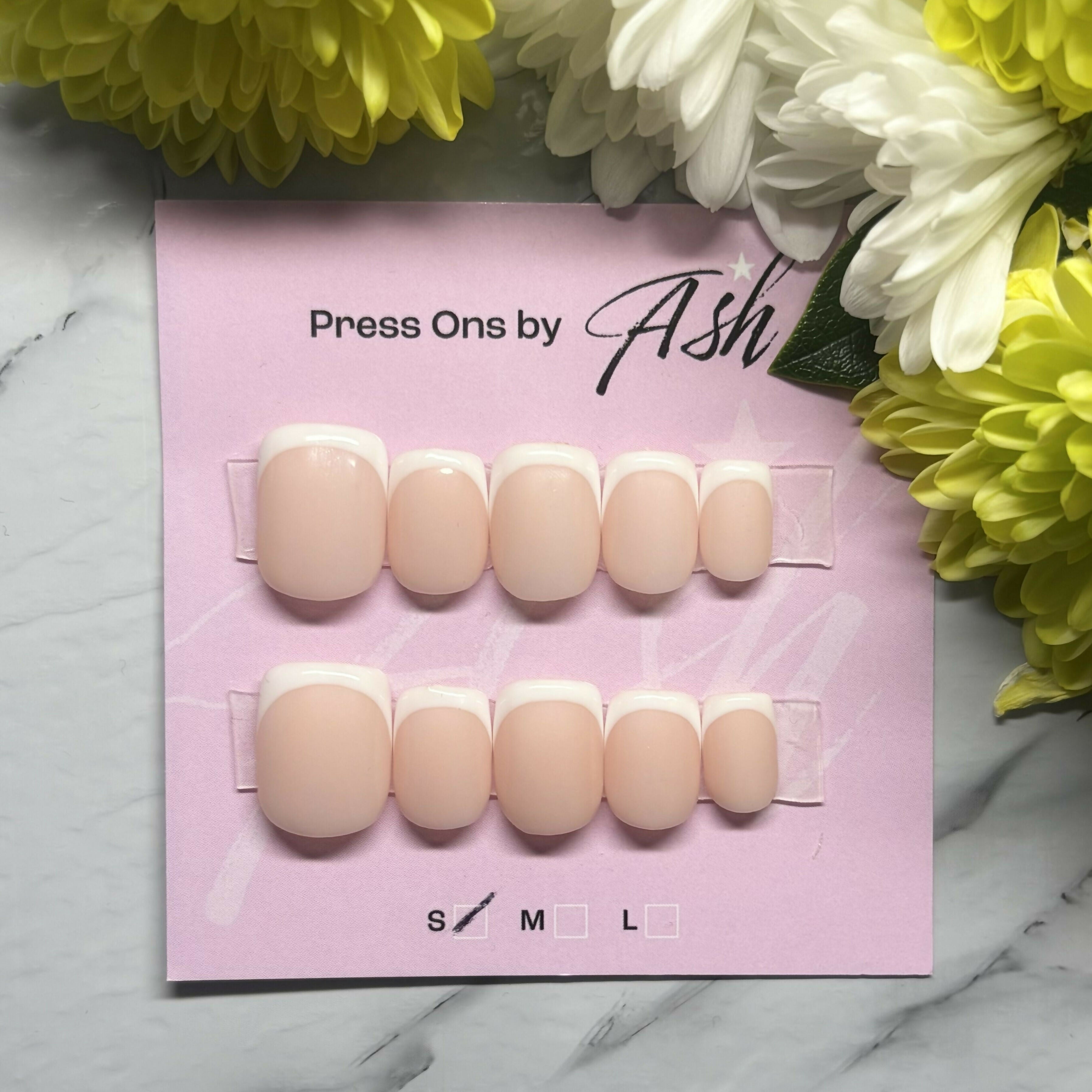Reusable Classic French Tip Handmade Press On Nails