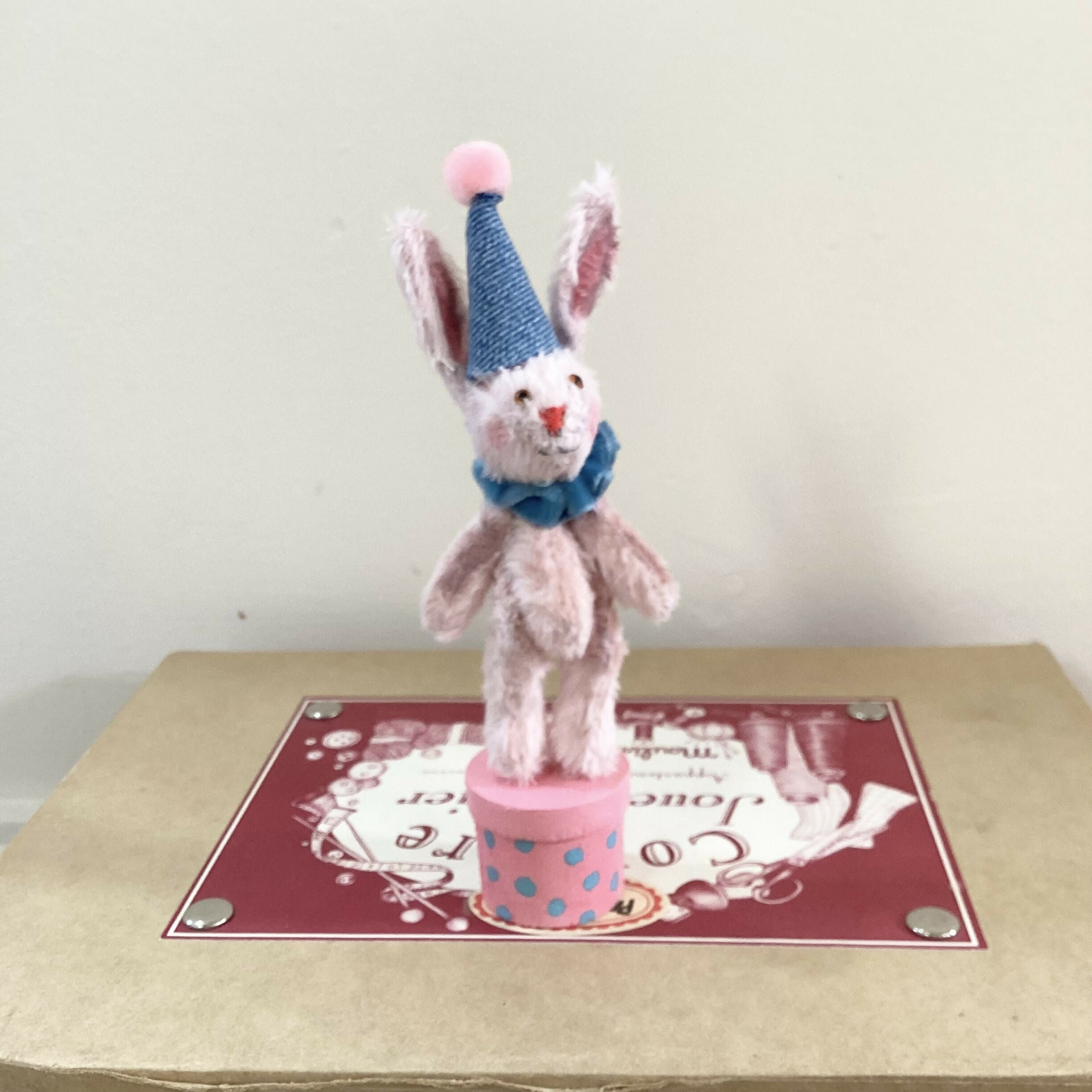 Miniature Bunny Clown Ornament (Pink)