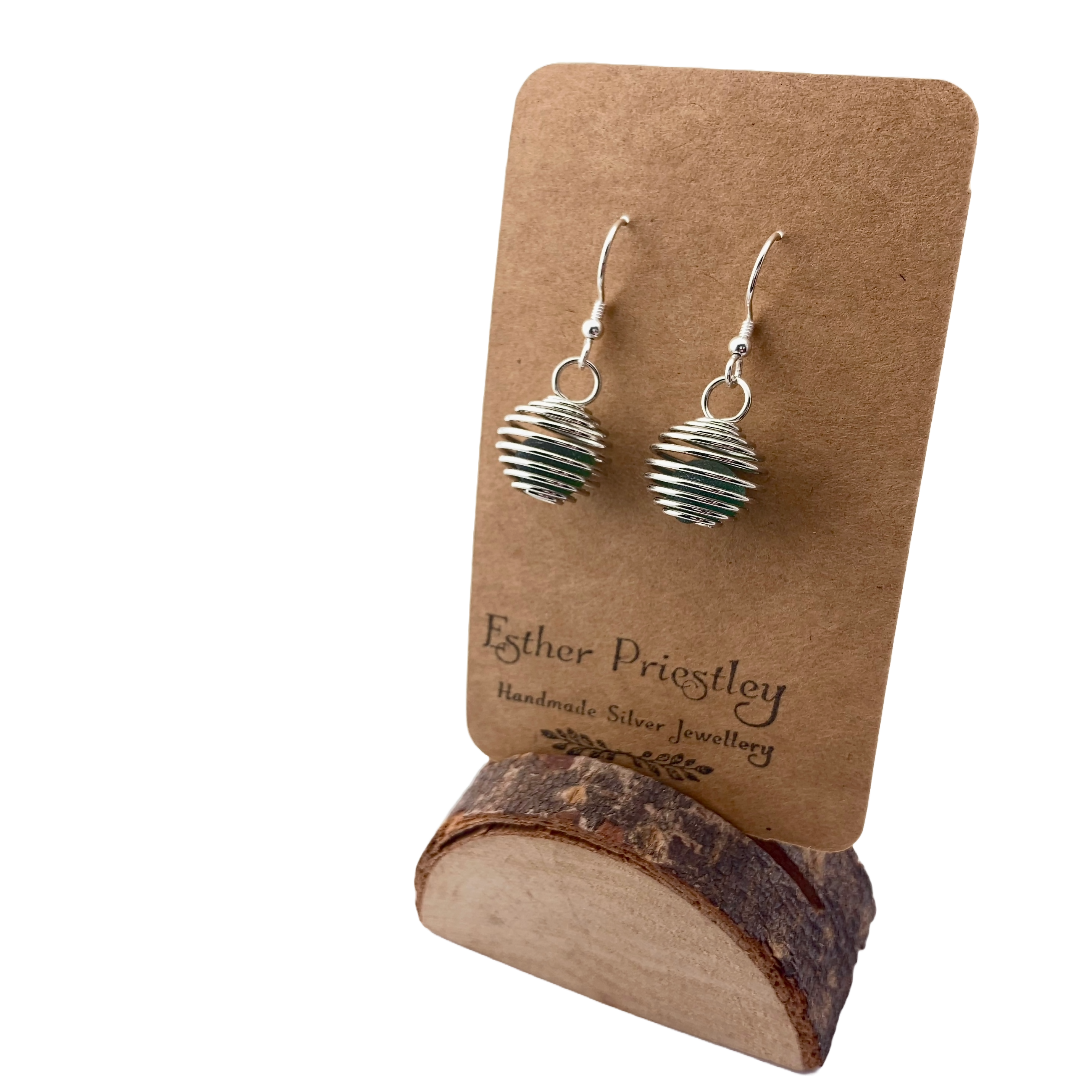Sea Glass and Sterling Silver Earrings