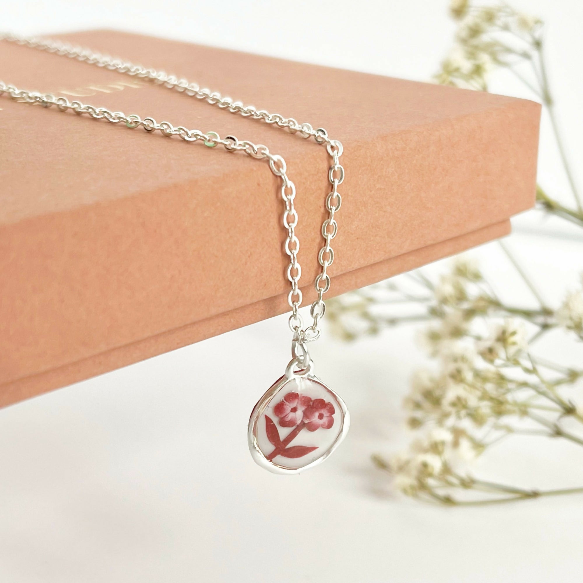 Red China Necklace No. 1 - Handmade Polymer Clay Necklace