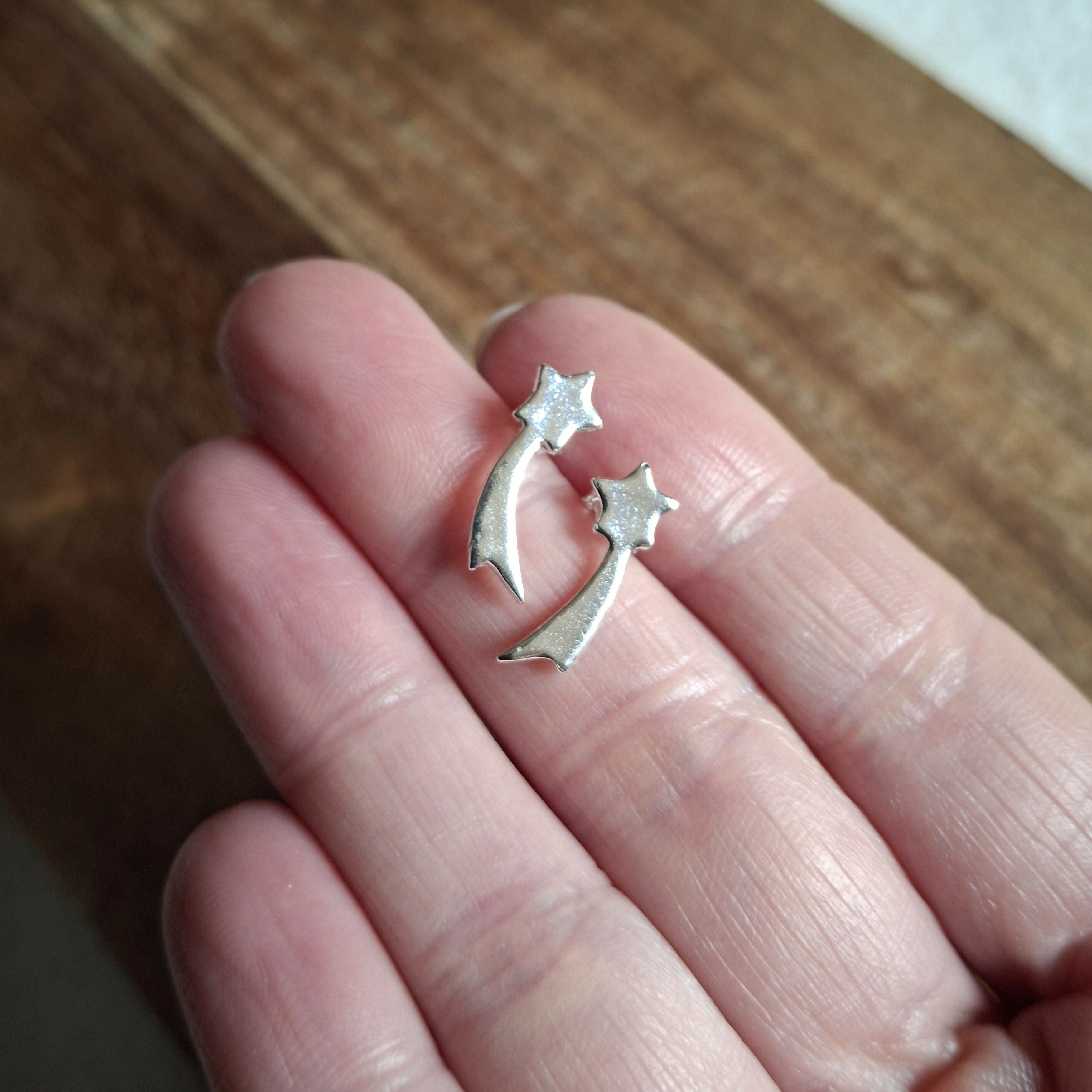 Handmade Shooting Star Silver Earring Studs