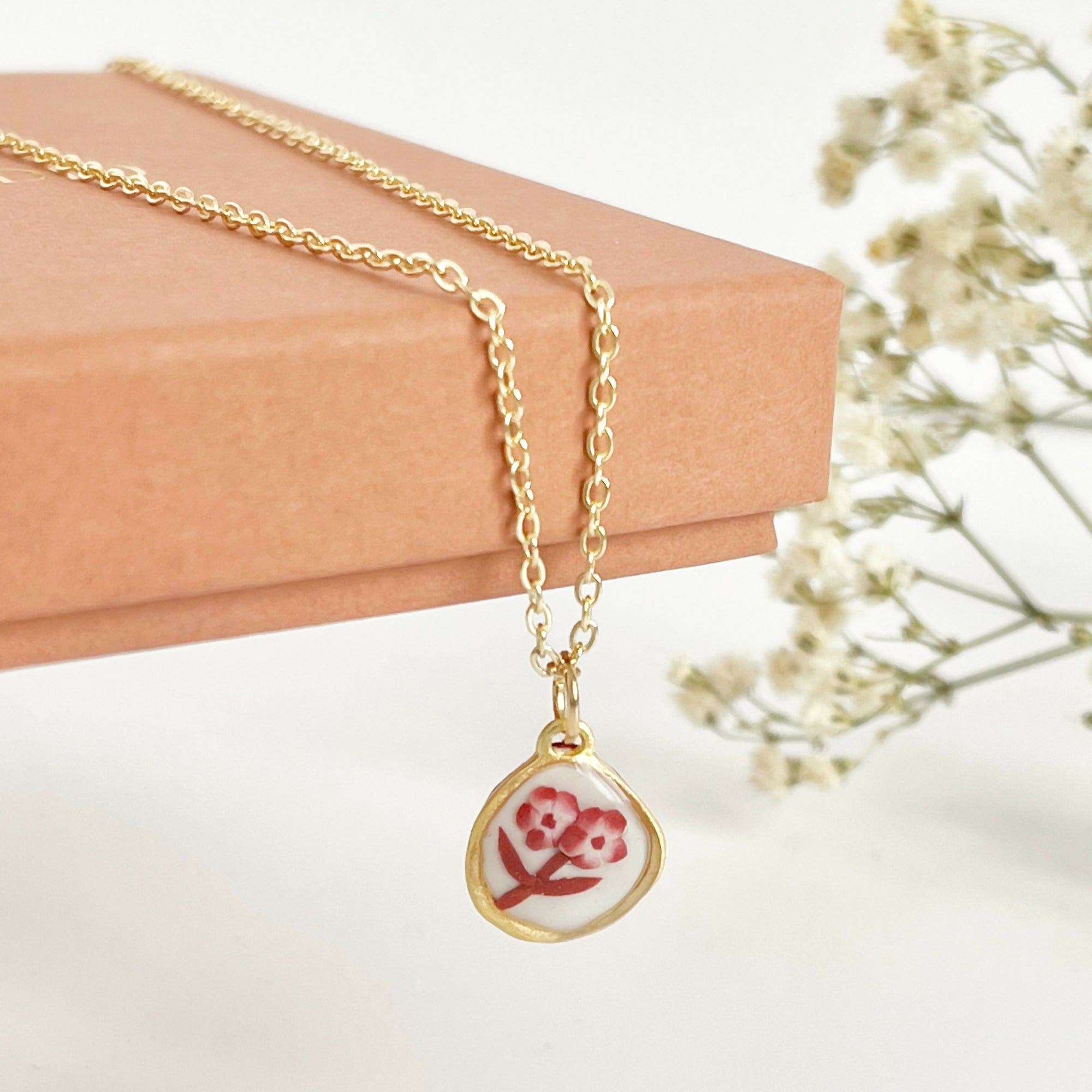 Red China Necklace No. 1 - Handmade Polymer Clay Necklace