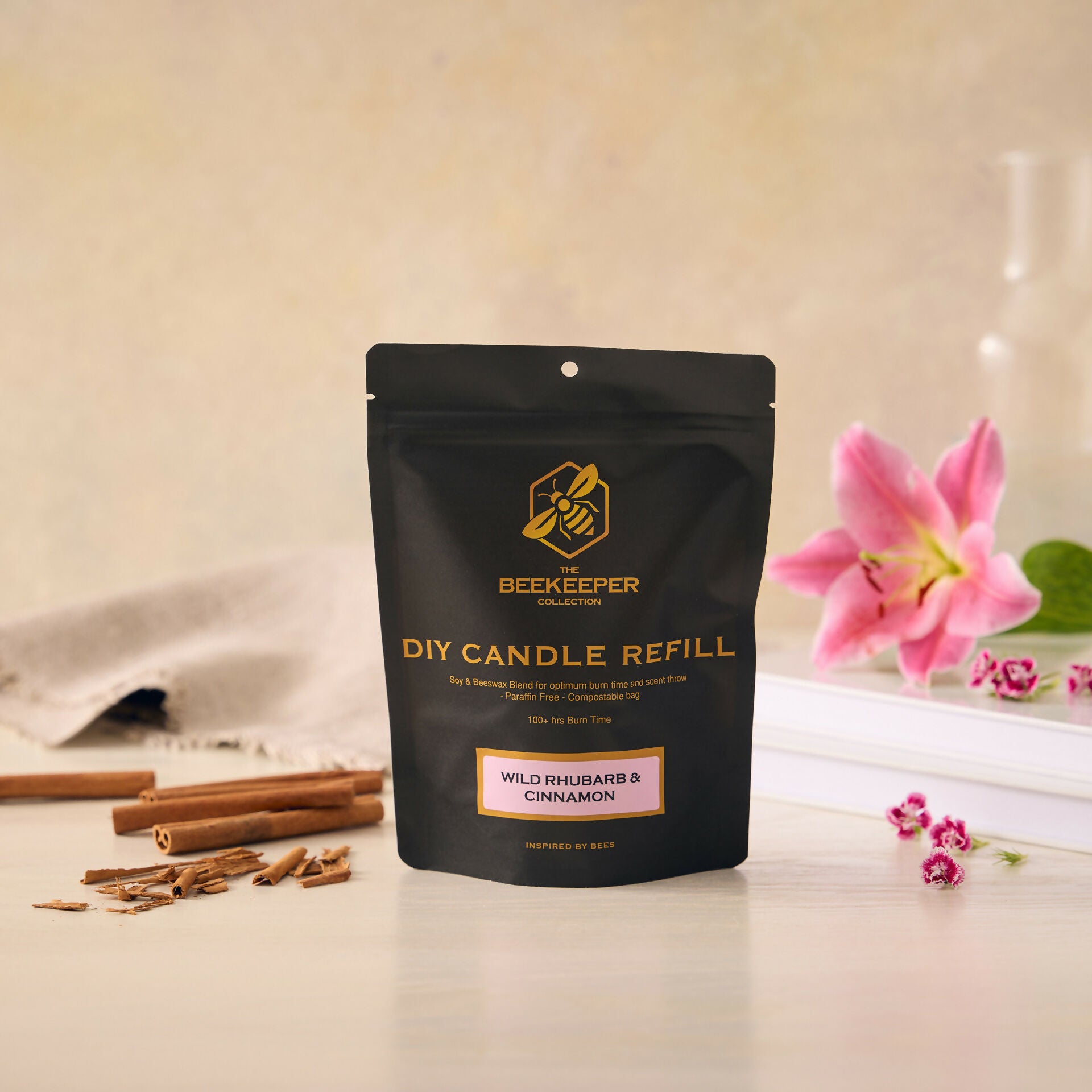 Rhubarb & Cinnamon Candle Refill Pouch